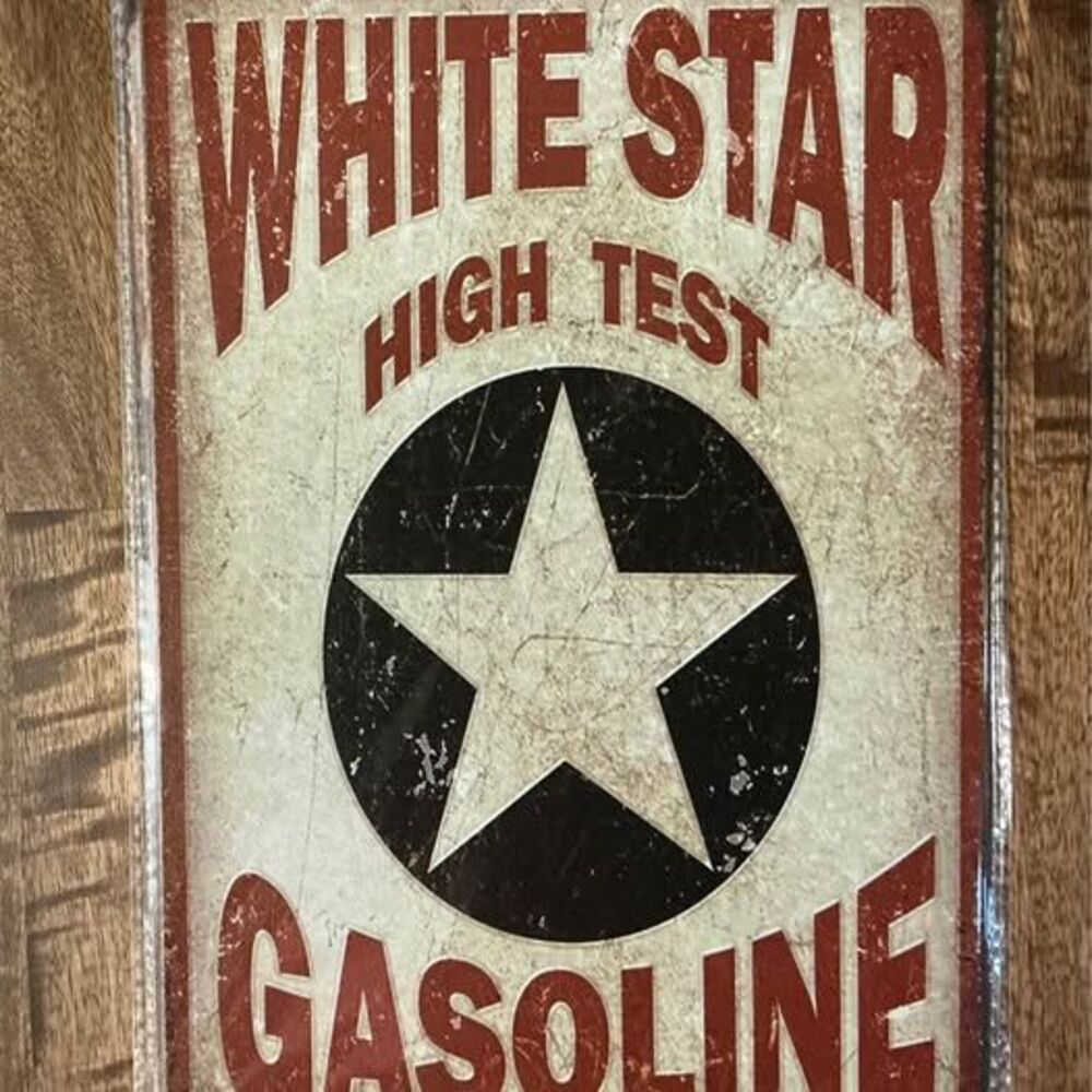 Vintage Stylr White Star Gasoline Metal Sign